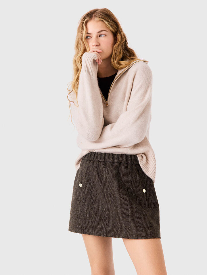 Short wool skirt - Dark brown - View 4
