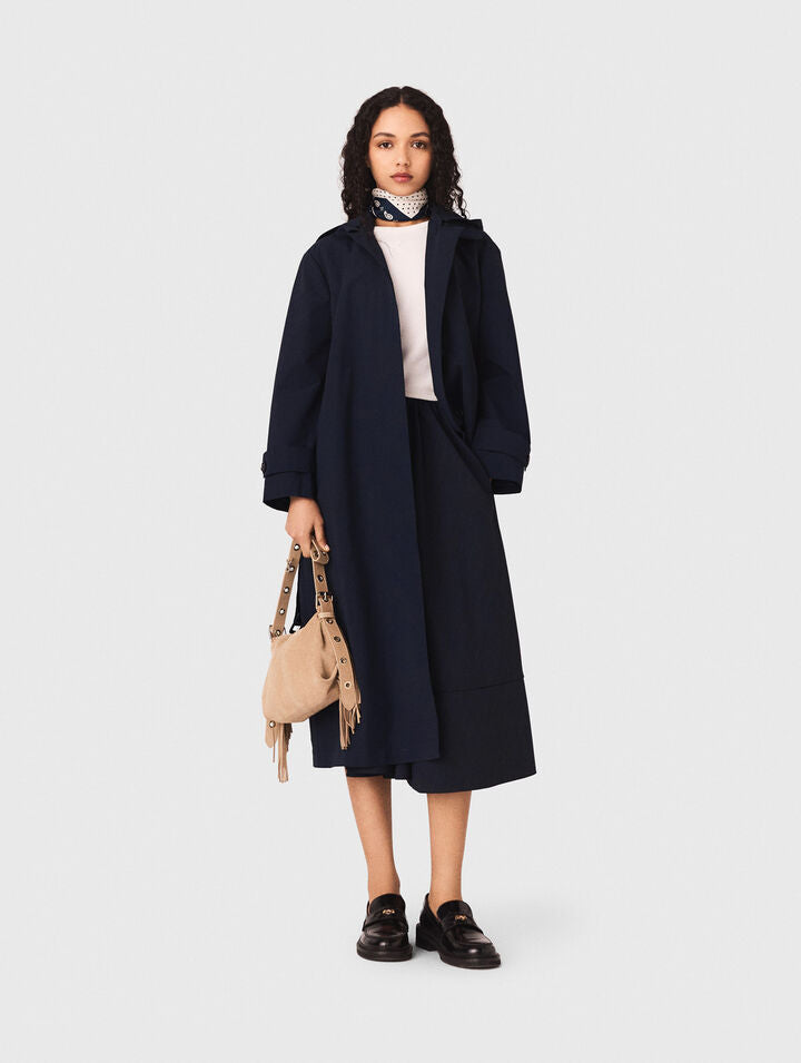 Removable rhinestone-hood trench - Navy - View 1