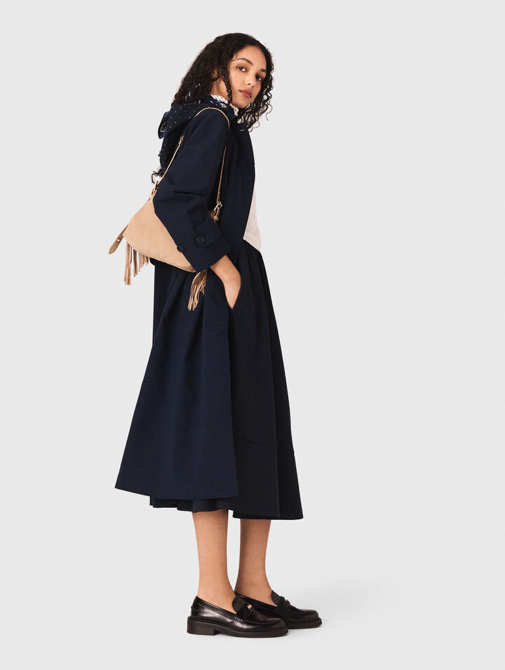 Removable rhinestone-hood trench - Navy - View 2