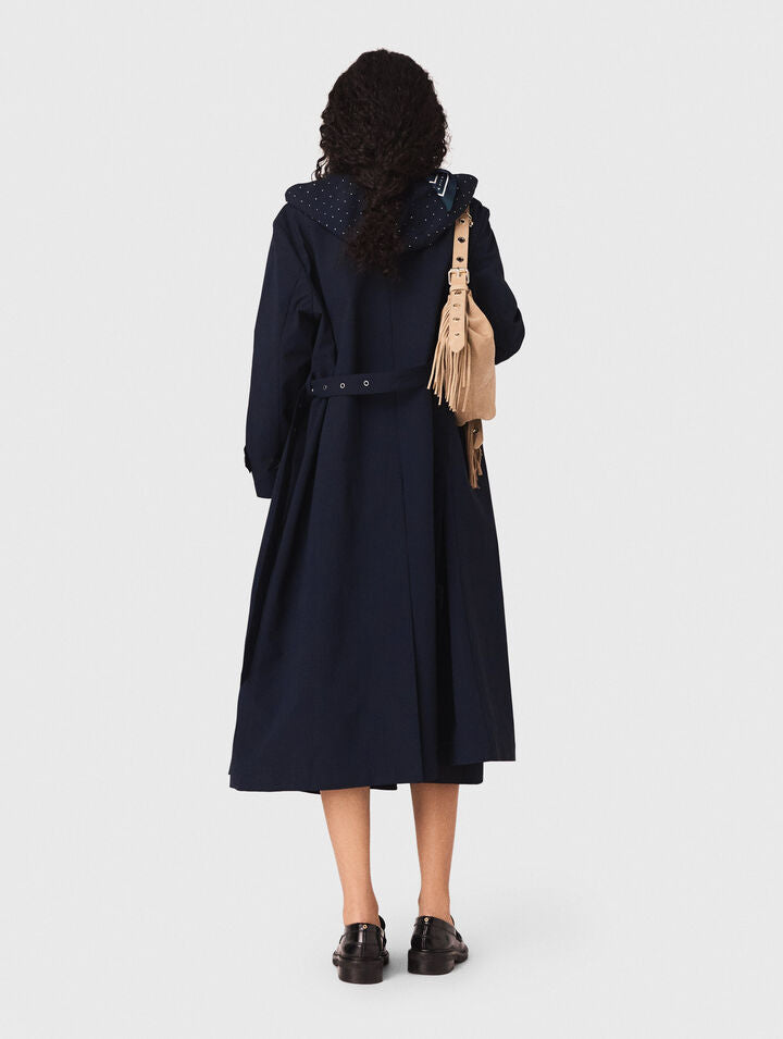 Removable rhinestone-hood trench - Navy - View 3