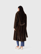 Long faux fur coat - Dark brown - View 2