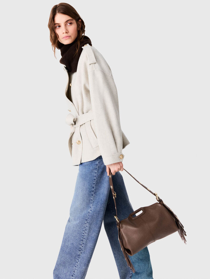 Double-faced mid-length coat - Ecru - View 4