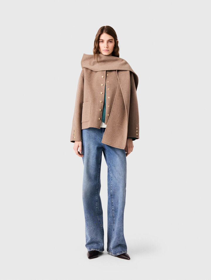 Short double-faced coat - mastic beige - View 1