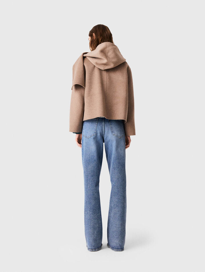 Short double-faced coat - mastic beige - View 2