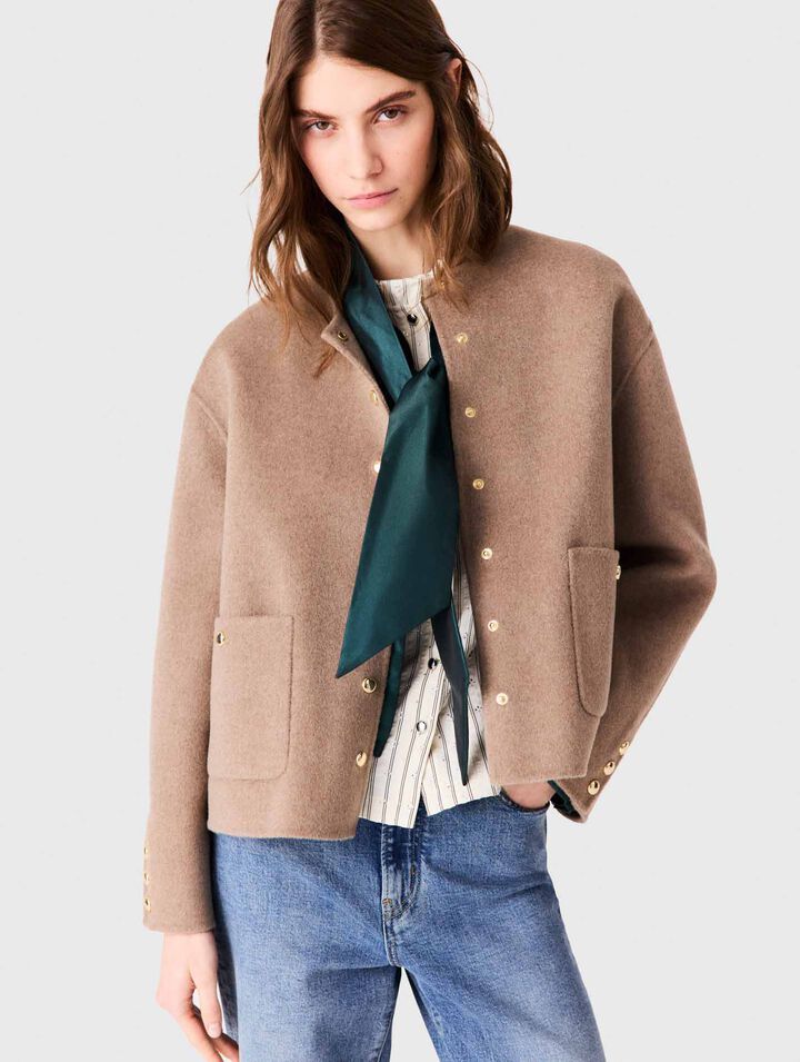 Short double-faced coat - mastic beige - View 3