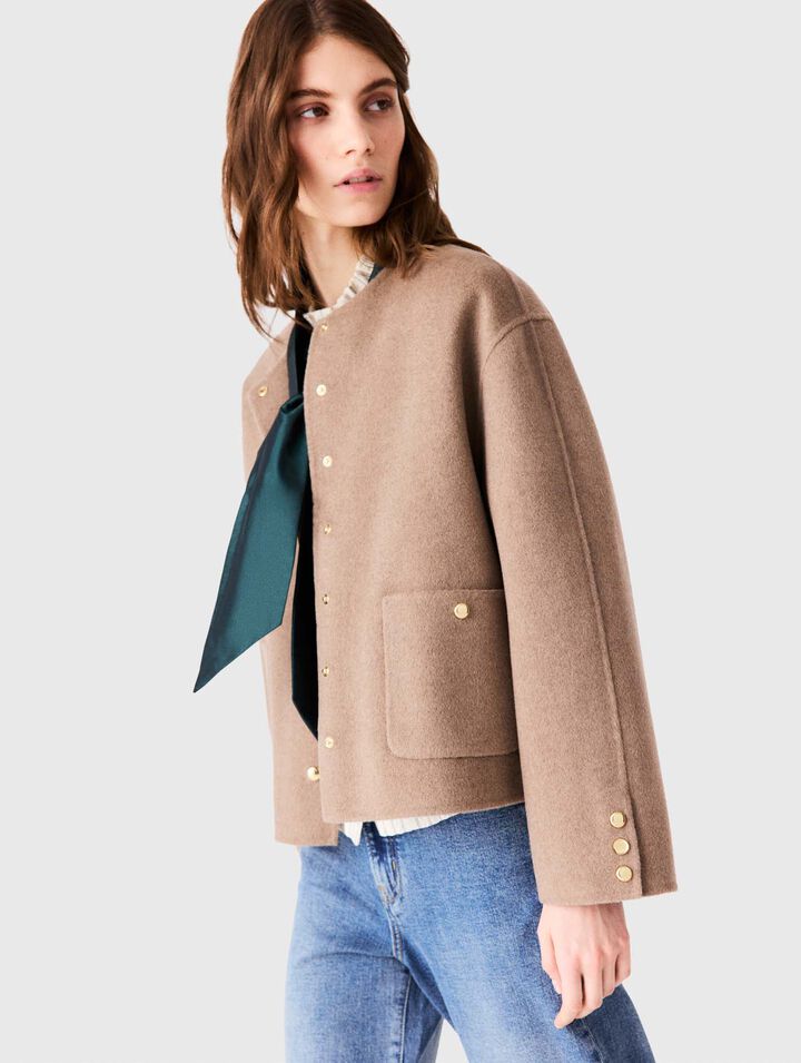 Short double-faced coat - mastic beige - View 4