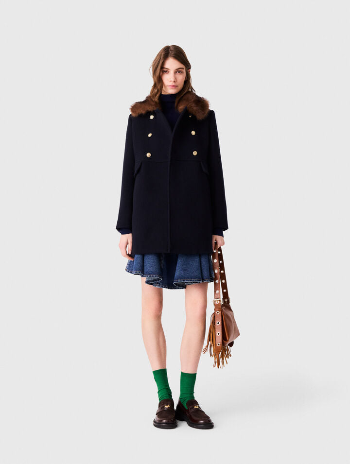 Wool blend coat - Navy - View 1