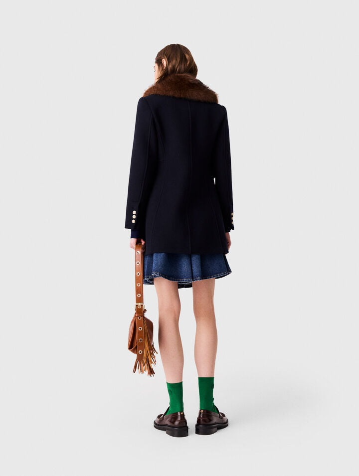Wool blend coat - Navy - View 2
