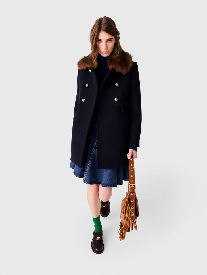 Wool blend coat - Navy - View 3