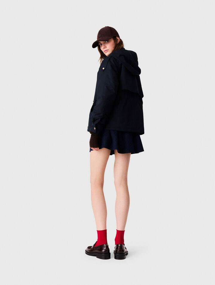 Mid-length quilted parka - Navy - View 2