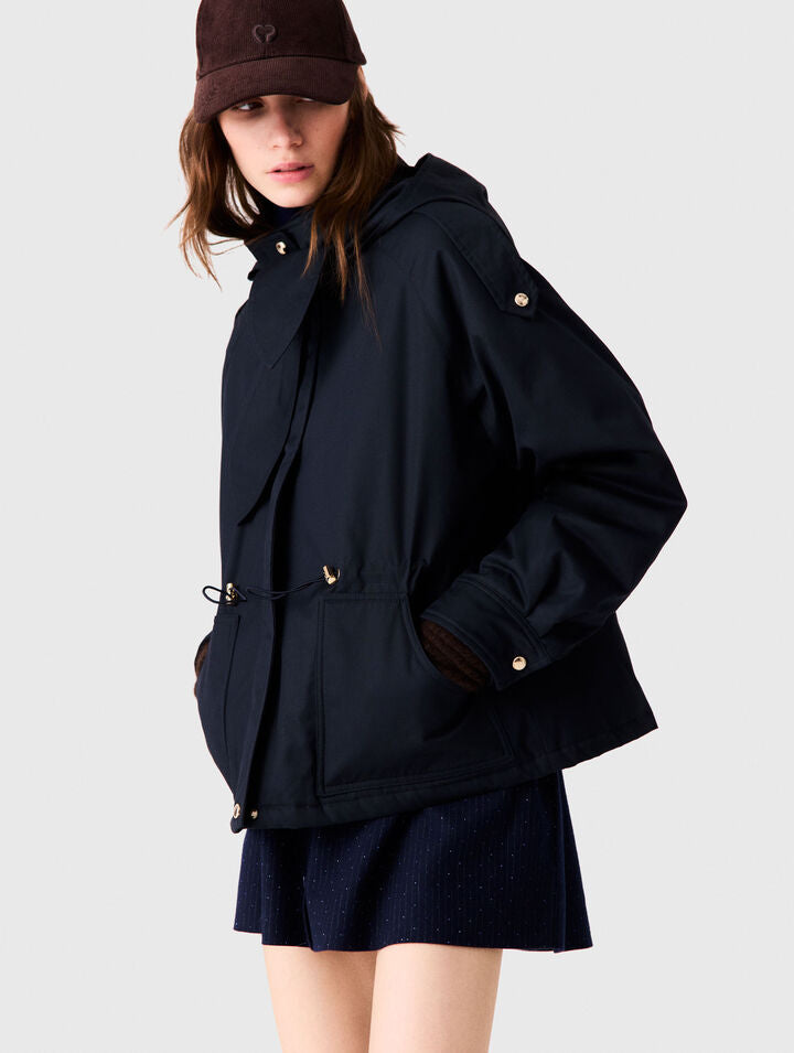 Mid-length quilted parka - Navy - View 3