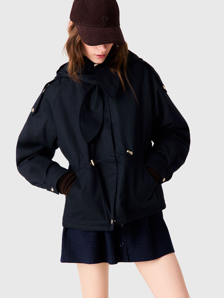 Mid-length quilted parka - Navy - View 4