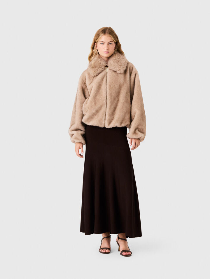 Faux fur jacket - Beige - View 1