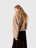 Faux fur jacket - Beige - View 2