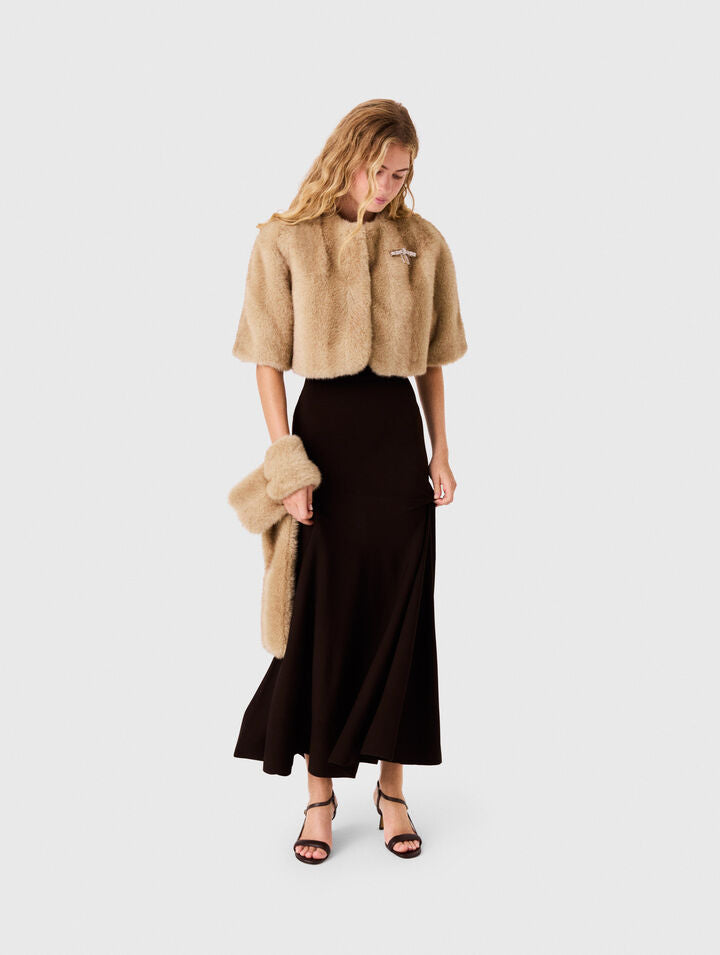 Short faux fur jacket - Beige - View 2