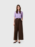 Wide-leg cotton trousers - Brown - View 1