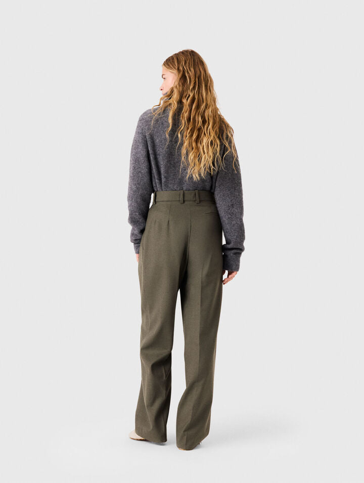Wide-leg suit trousers with pleats - Khaki - View 2