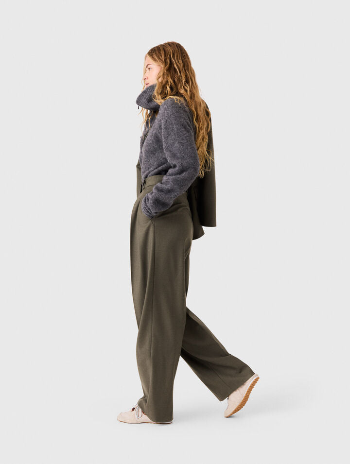 Wide-leg suit trousers with pleats - Khaki - View 3