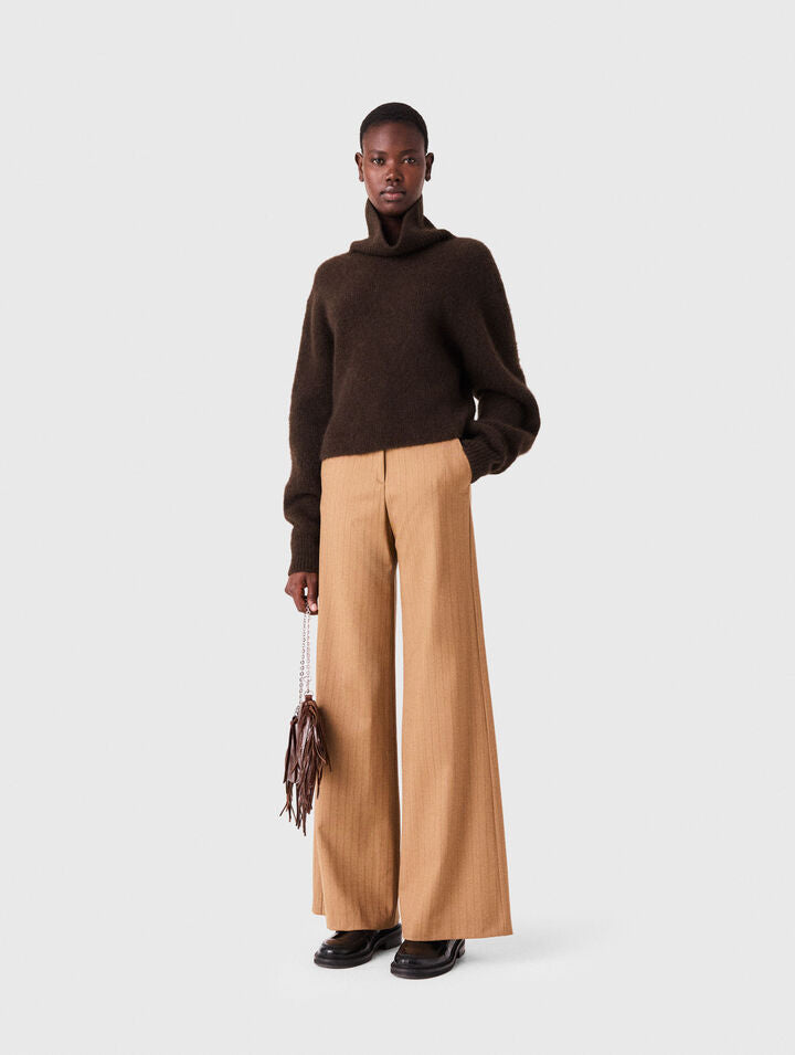 Yak blend roll-neck jumper - Dark brown - View 1
