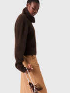 Yak blend roll-neck jumper - Dark brown - View 2