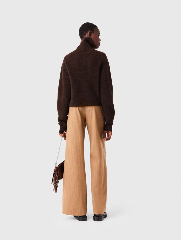 Yak blend roll-neck jumper - Dark brown - View 3