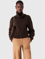 Yak blend roll-neck jumper - Dark brown - View 4