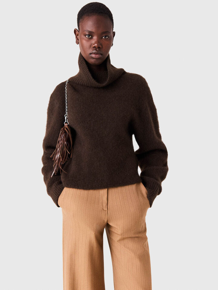 Yak blend roll-neck jumper - Dark brown - View 4