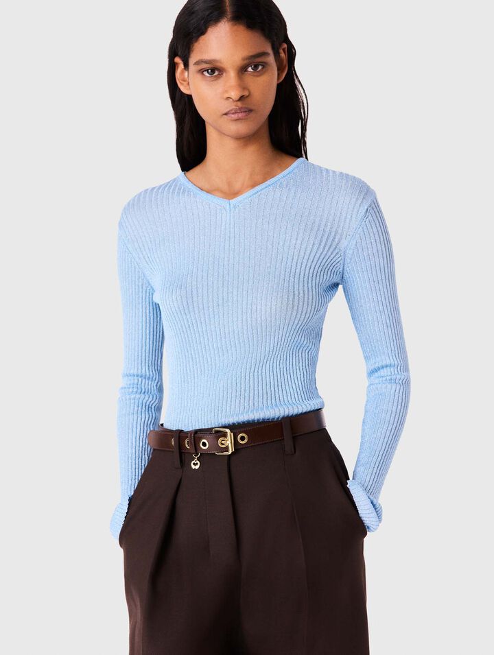 Lurex knit jumper - Blue Sky - View 3