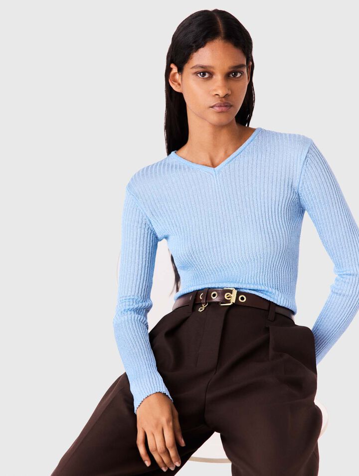 Lurex knit jumper - Blue Sky - View 4