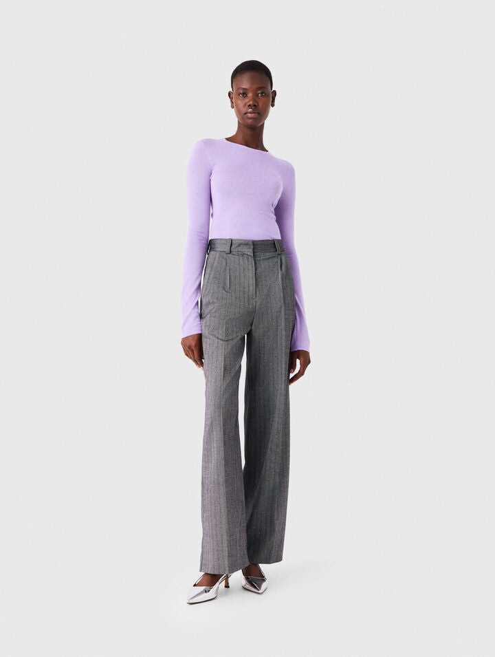 Second-skin round neck jumper - Parma Violet - View 1