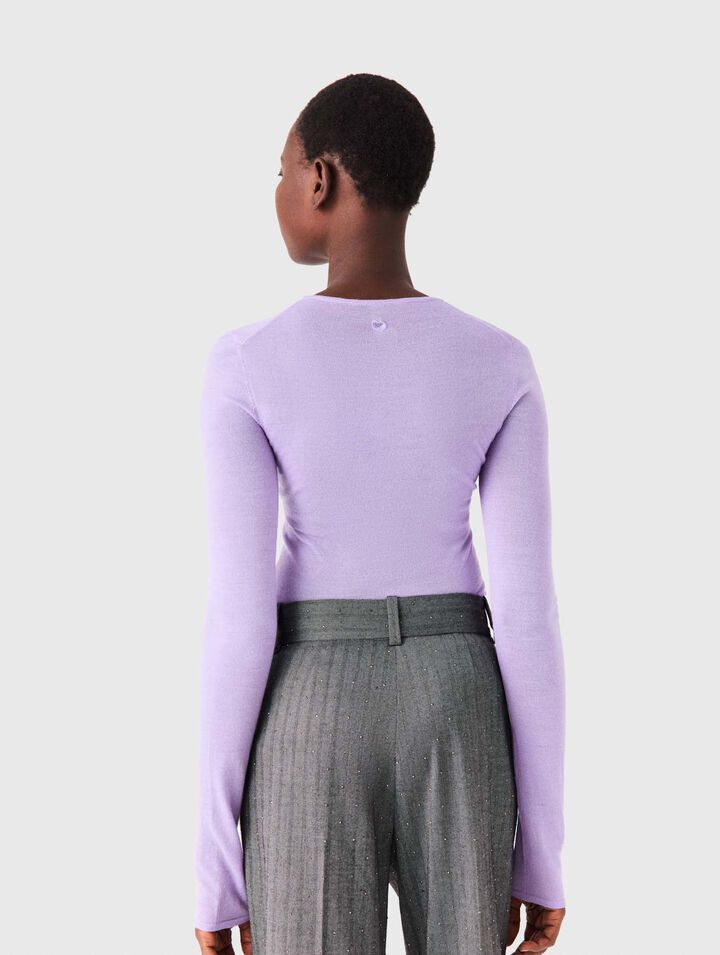 Second-skin round neck jumper - Parma Violet - View 3