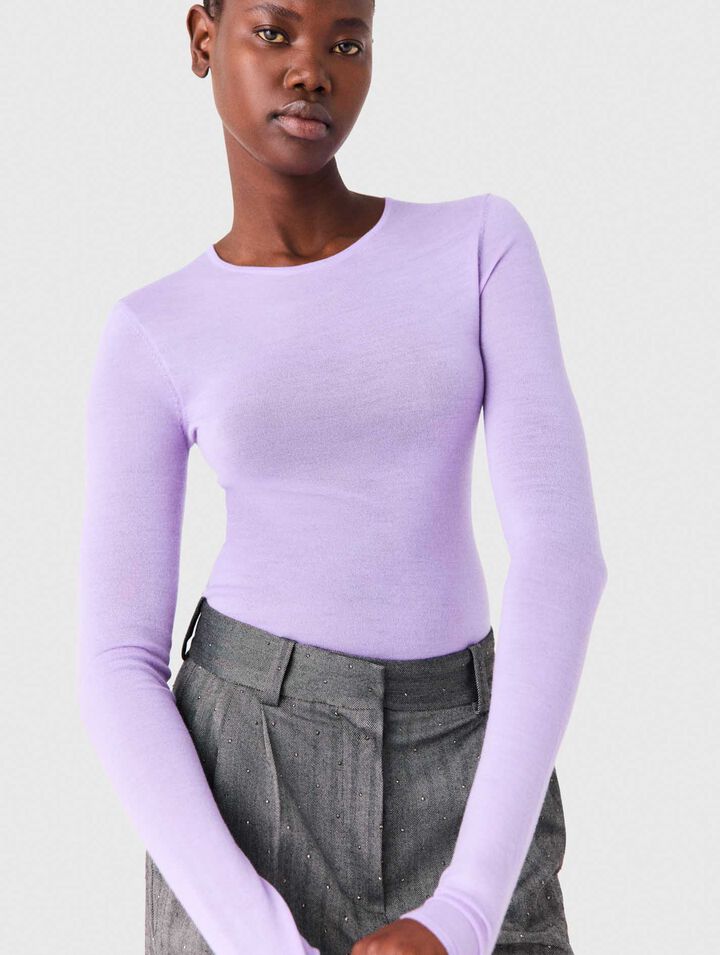 Second-skin round neck jumper - Parma Violet - View 4