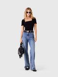 Square-neck ribbed jumper - Black - View 1