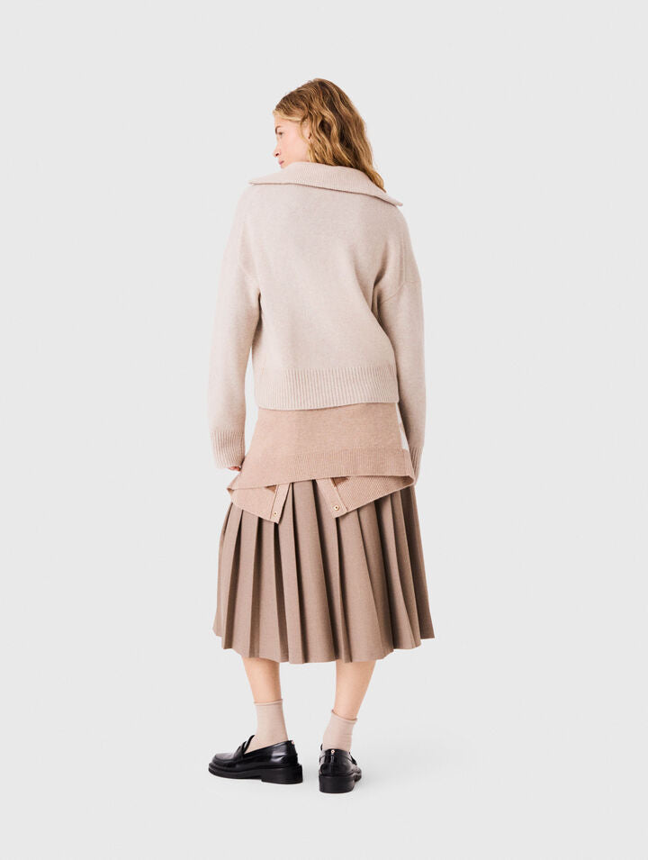 Zip-neck cashmere jumper - Beige - View 2