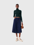 Second-skin high-neck jumper - Bottle Green - View 1