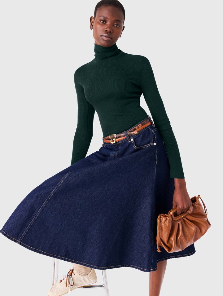 Second-skin high-neck jumper - Bottle Green - View 3