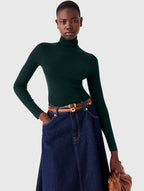 Second-skin high-neck jumper - Bottle Green - View 4