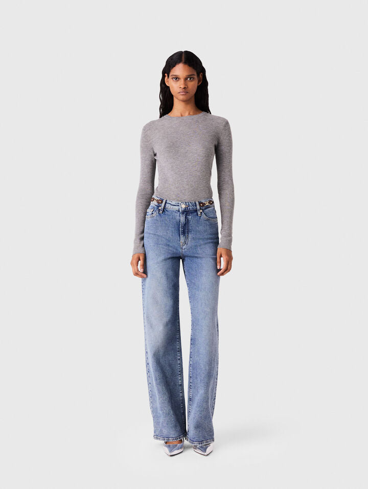 Second-skin round neck jumper - Grey - View 1