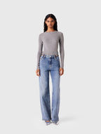 Second-skin round neck jumper - Grey - View 1