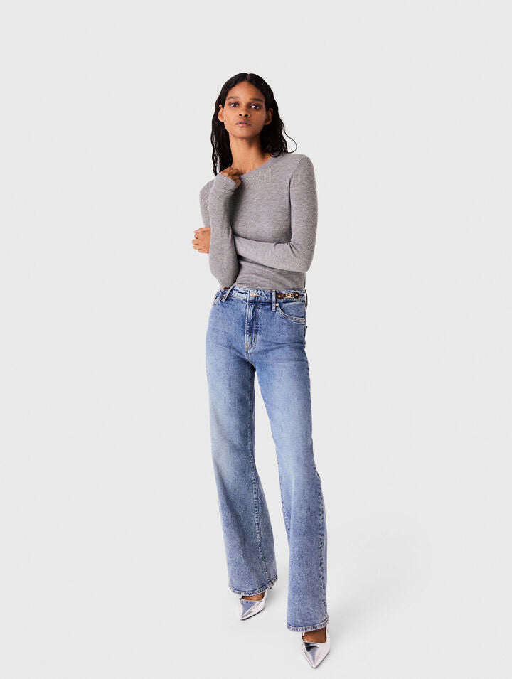 Second-skin round neck jumper - Grey - View 3