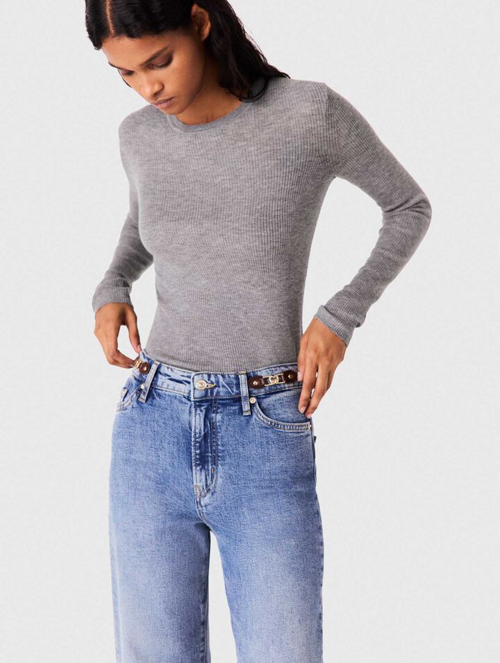 Second-skin round neck jumper - Grey - View 4
