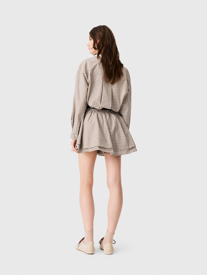 Short rhinestone checked dress - Beige - View 2
