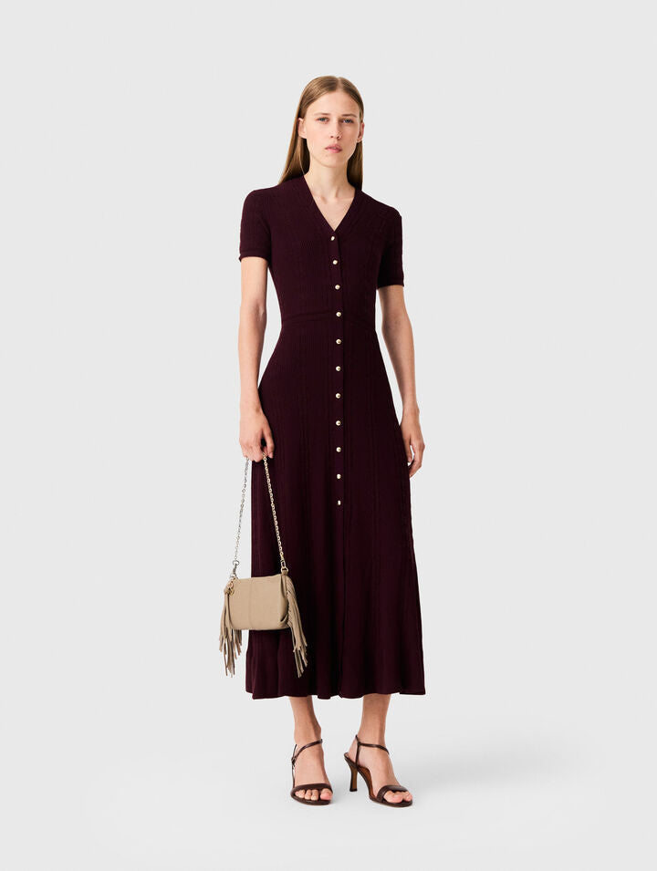Knit maxi dress - Burgundy - View 1