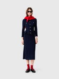 Knit dress with peplum waist - Navy - View 1