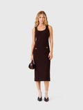 Midi tweed dress - Dark brown - View 1