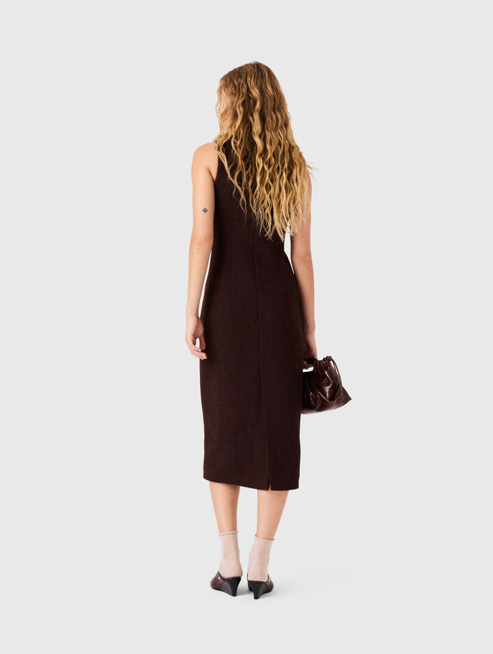 Midi tweed dress - Dark brown - View 2