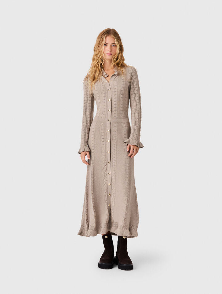Textured knit maxi dress - Beige - View 3
