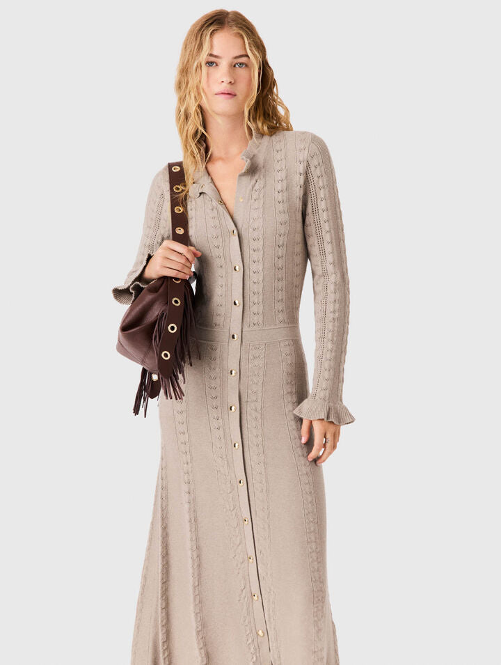 Textured knit maxi dress - Beige - View 4