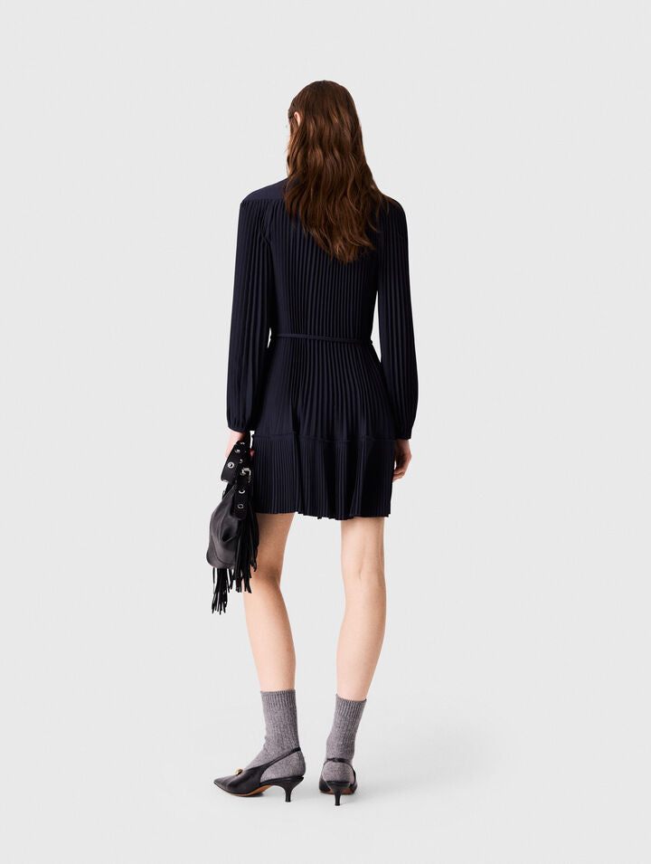 Short pleated dress - Navy - View 2