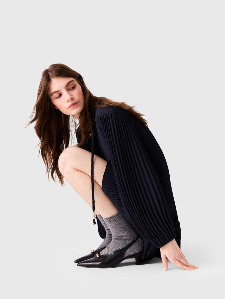 Short pleated dress - Navy - View 4